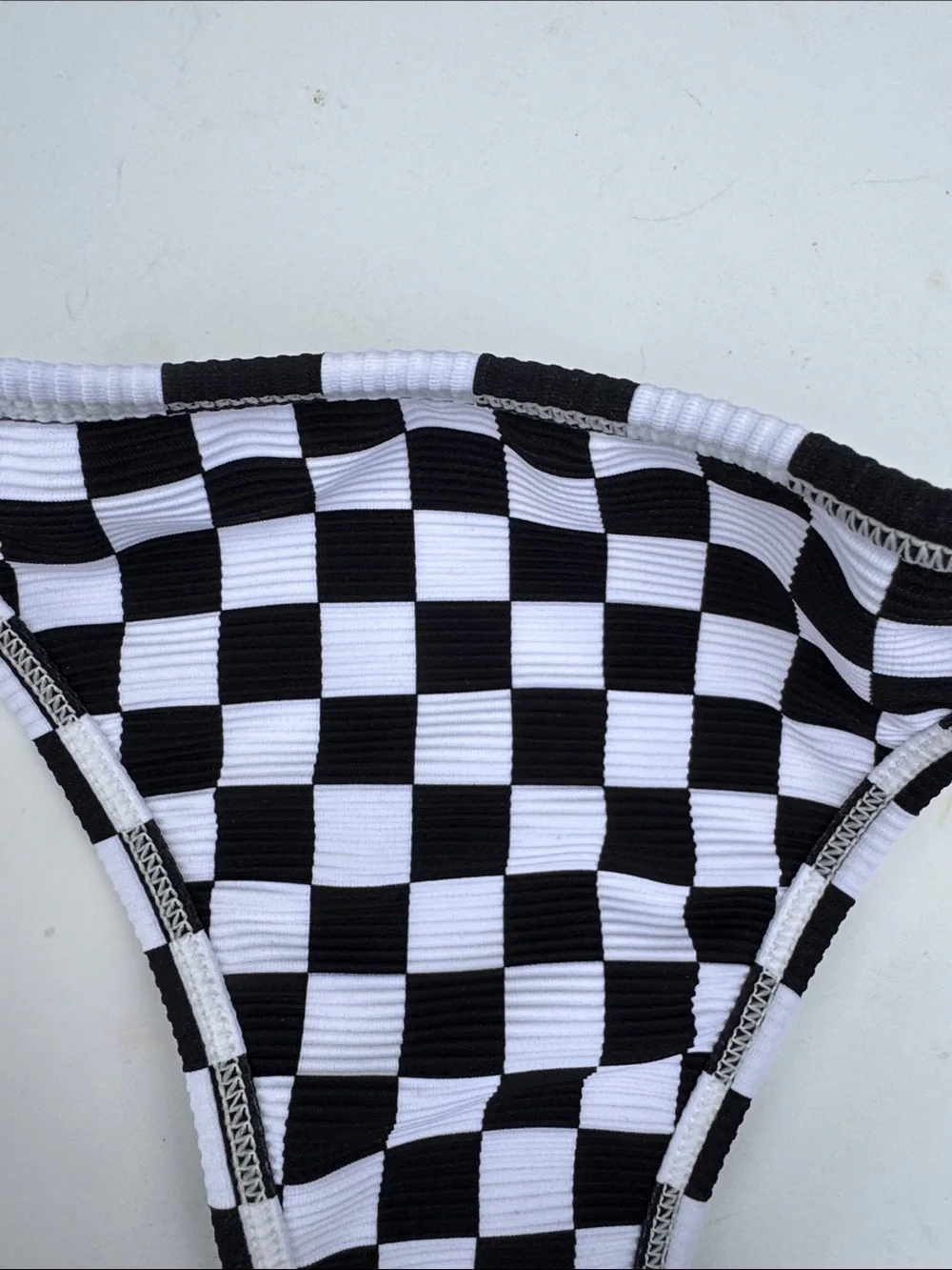 Salty Honey Women's Black & White Checkerboard high cut Bikini Bottom